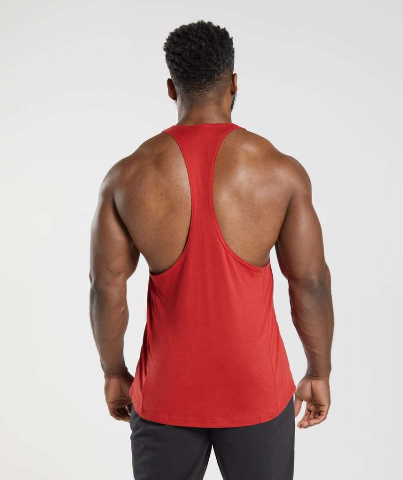 Men's Gymshark React Stringer Tanks Red | CA 7035NA